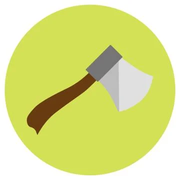 Icons for ax in a flat style. Vector image on a round colored background. Ele Stock Illustration