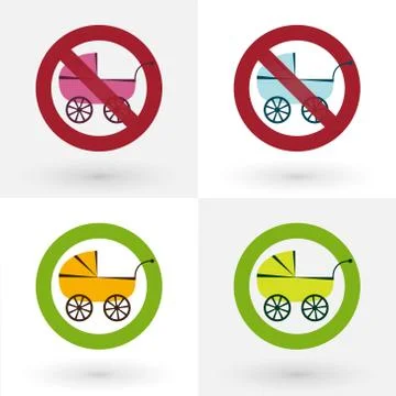 Icons ban strollers and stroller enabled イラスト素材