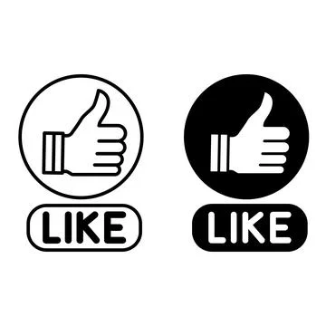 Like Icons. Black and White Vector Illustrations. Social Media Button for E.. Stockillustratie