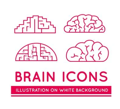 Icons of brains in different styles Stock Illustration