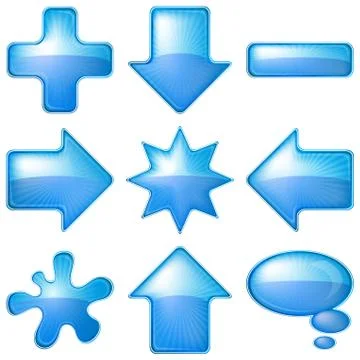 Icons buttons blue, set Stock Illustration