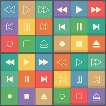 Icons buttons for flat UI player Stock Illustration