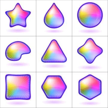 Icons buttons rainbow, set Stock Illustration