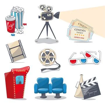 Icons cinema set with nine vector elements Stock Illustration