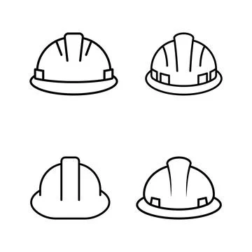 Icons of Construction Helmets in Front and Profile Views Illustrazione stock
