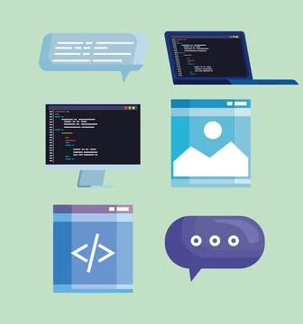 Icons of development programming Stock Illustration
