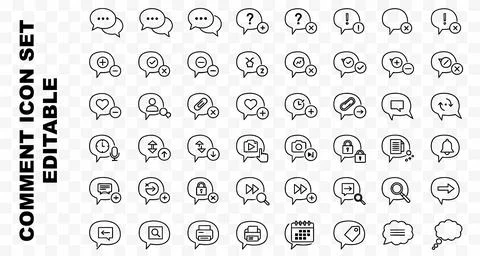 Icons for Digital Interfaces, Featuring Various Communication and Action Stock Illustration