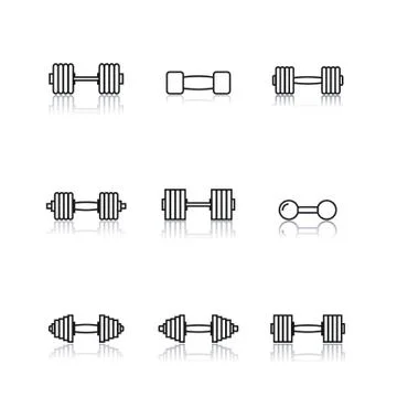 Icons dumbbells of thin lines, vector illustration. 스톡 일러스트