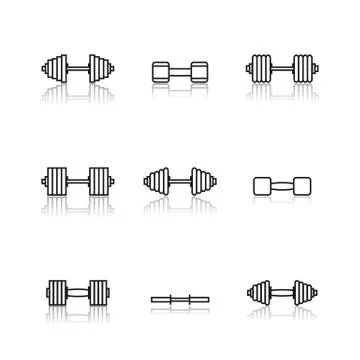 Icons dumbbells of thin lines, vector illustration. 스톡 일러스트
