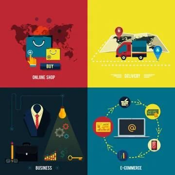 Icons for e-commerce, delivery, online shopoing. Stock Illustration