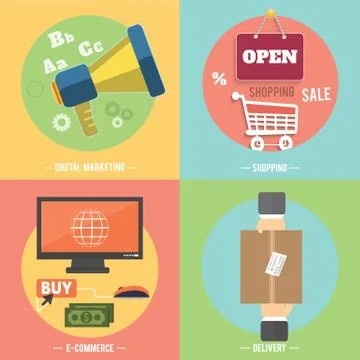 Icons for e-commerce, delivery, online shopoing. Stock Illustration