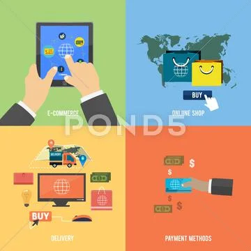 Icons for e-commerce, delivery, online shopoing. Stock Illustration