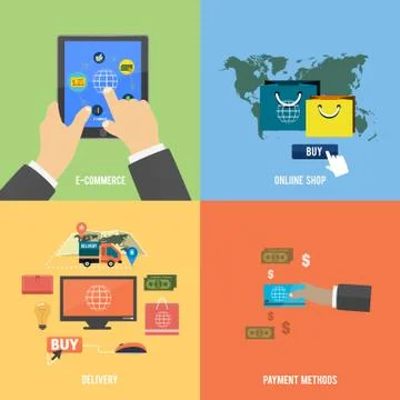 Icons for e-commerce, delivery, online shopoing. Stock Illustration