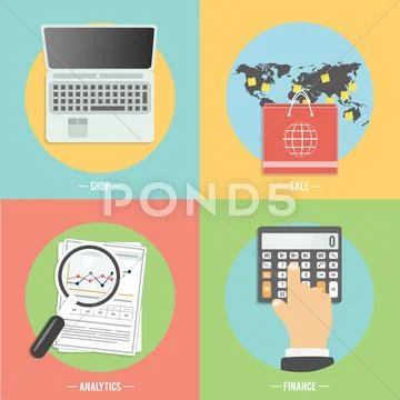 Icons for e-commerce, delivery, online shopoing. Stock Illustration
