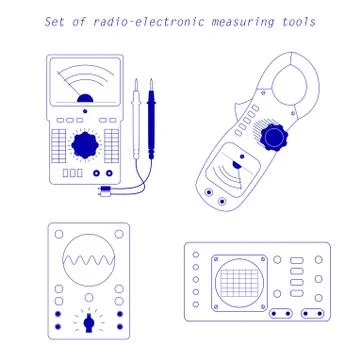 Icons of electrical measuring instruments. Vector illustration Stock Illustration
