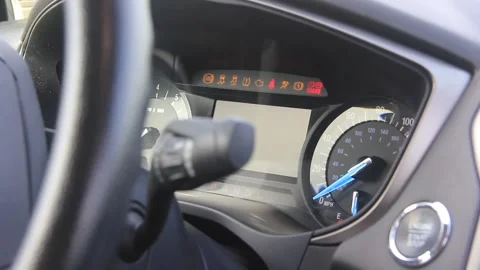 Icons of electronic sensors on the panel in the car Stock Footage 140933997