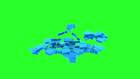 Like icons falling on green screen. 3D animation. Stock Footage 252587433