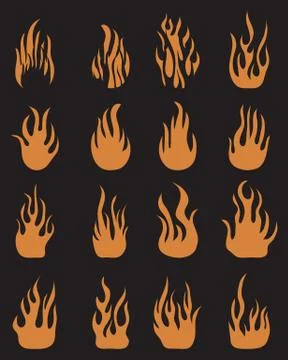 Icons of fire flames Stock Illustration