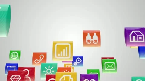 Icons fly transition with alpha Stock Footage 10892816