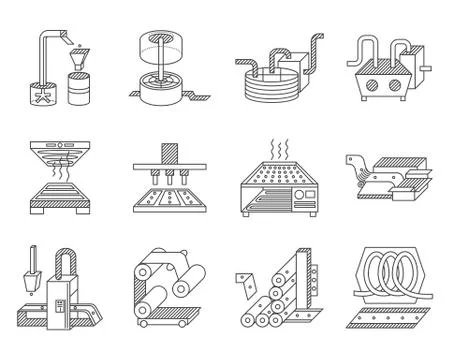 Icons for food processing industry Stock Illustration