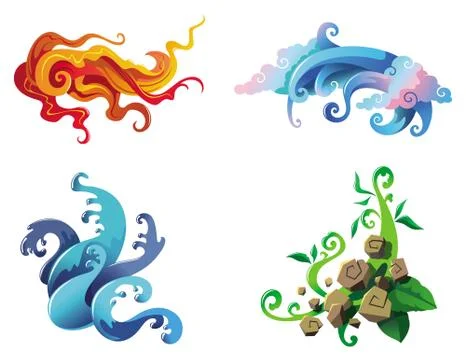Icons of The Four Elements Stock Illustration