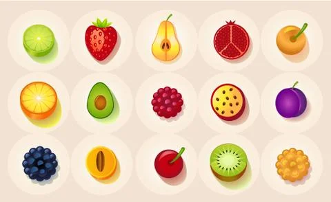 Icons of fruit in a circle Stock Illustration