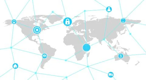 Icons of global business. circle pointers, infographic template and connectio Stock Illustration