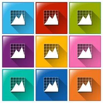 Icons with graphs Illustrazione stock