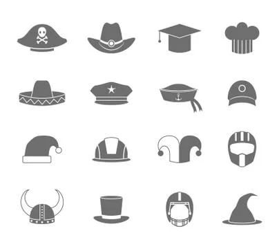 Icons hat set black Illustrazione stock