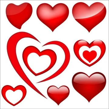 Icons of hearts Stock Illustration