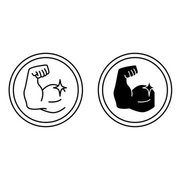 Icons High Potency Protein. Black and White Vector Icons. Label for Medicin.. Stock Illustration