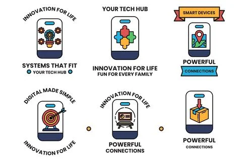 The icons include a box, a laptop, a smartphone, a box with a box inside イラスト素材