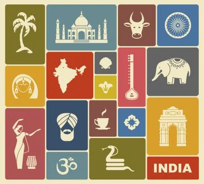 Icons of India Stock Illustration
