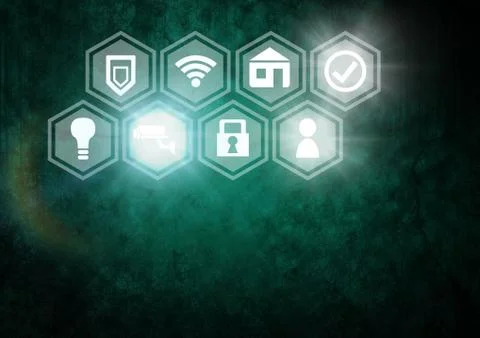 Icons interface of Internet Of Things over green background Stock Illustration