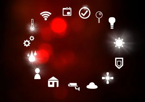 Icons interface of Internet Of Things over red background Stock Illustration
