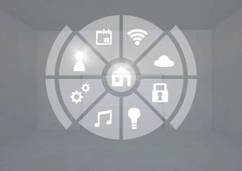 Icons interface of Internet Of Things over grey background Stock Illustration