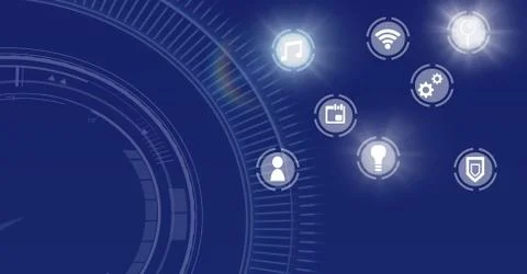 Icons interface of Internet Of Things over blue background Stock Illustration