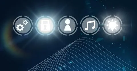Icons interface of Internet Of Things over blue background イラスト素材
