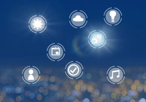 Icons interface of Internet Of Things over blue background 库存插图