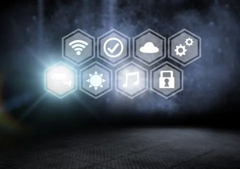 Icons interface of Internet Of Things over blue background Stock Illustration