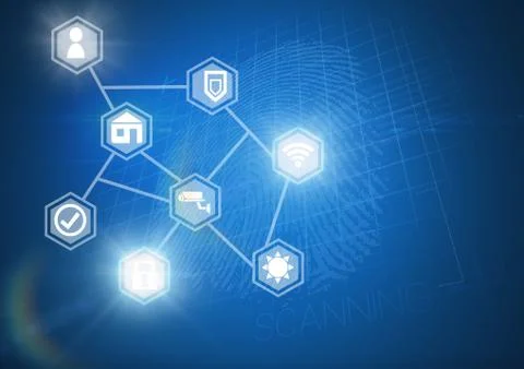 Icons interface of Internet Of Things over blue background Stock Illustration