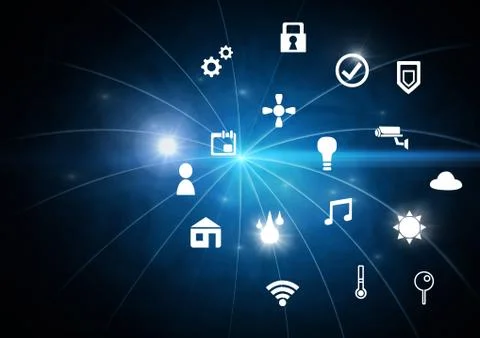 Icons interface of Internet Of Things over blue background Stock Illustration