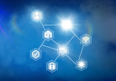 Icons interface of Internet Of Things over blue background Stock Illustration