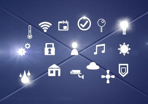 Icons interface of Internet Of Things over blue background Stock Illustration