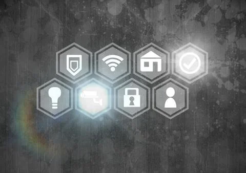 Icons interface of Internet Of Things over grey background Stockillustratie