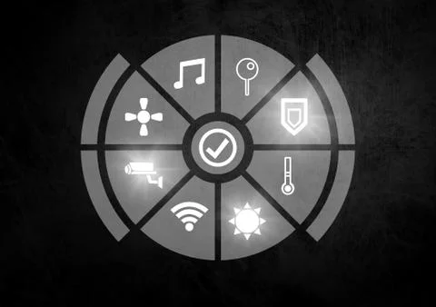 Icons interface of Internet Of Things over dark background Stockillustratie
