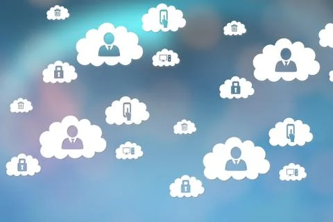 Icons interface of people in the clouds Stock Illustration