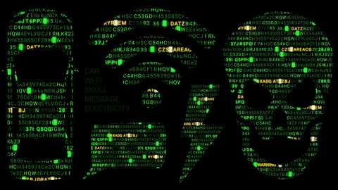 Icons of Internet Code. Digital Jolly Roger. Wifi. Car. Electronic message Stock Footage 88916707