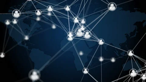 Icons of Internet users connected to the global network by lines Stock Footage 236586363
