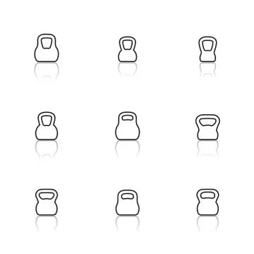 Icons kettlebells of thin lines, vector illustration. Stock Illustration